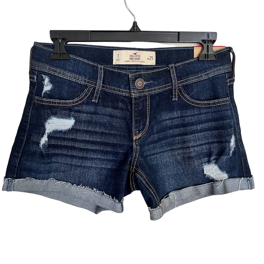 Hollister Distressed Midi‎ Short Jeans Waist Size 25 US 1